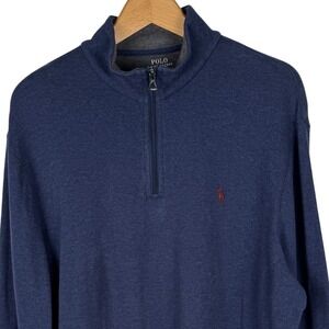 Polo Ralph Lauren Quarter Zip Pullover Mens Large Navy Blue Knit Mock Neck Pony
